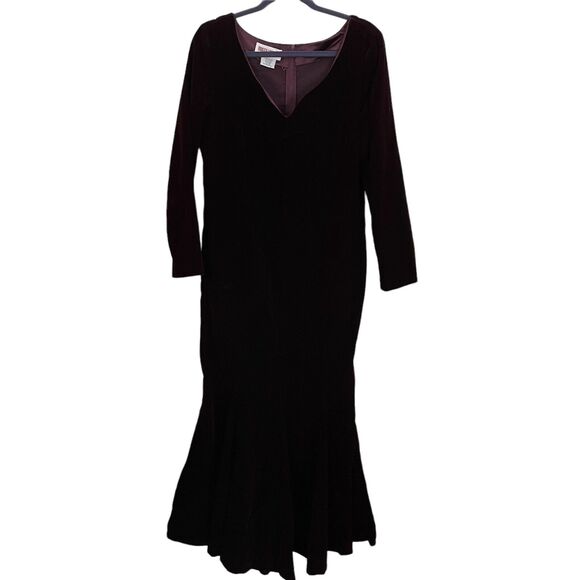 Maggy London Dresses & Skirts - Maggy London Velvet Trumpet Maxi Dress Sz 10 Mermaid Long Sleeve VTG 90s Y2K